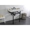 Kingston Brass 36 Carrara Marble Console Sink with Brass Legs, Marble WhiteMatte Black LMS36MB0 - alternate 6